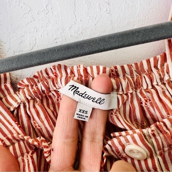 Madewell Puff-Sleeve Button-Front Crop Top in Embroidered Stripe XXS - Picture 7 of 13